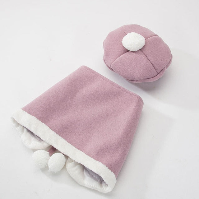 2pcs/set Pretty Cat Clothing Pet Clothes Garfield Cloak Berets Cute Thicker Pets Cats Costumes Cap