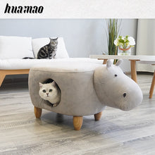 Load image into Gallery viewer, Pet nest kennel cat house semi closed solid wood foot board PU skin pet supplies kitten house adults can sit cat home goods