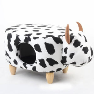 Pet nest kennel cat house semi closed solid wood foot board PU skin pet supplies kitten house adults can sit cat home goods