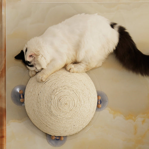 New Cat Toy Half Ball Cat Scratcher Sisal Scratching Domed Ball with Window Suckers Cat Perch On Window Wall for Cat