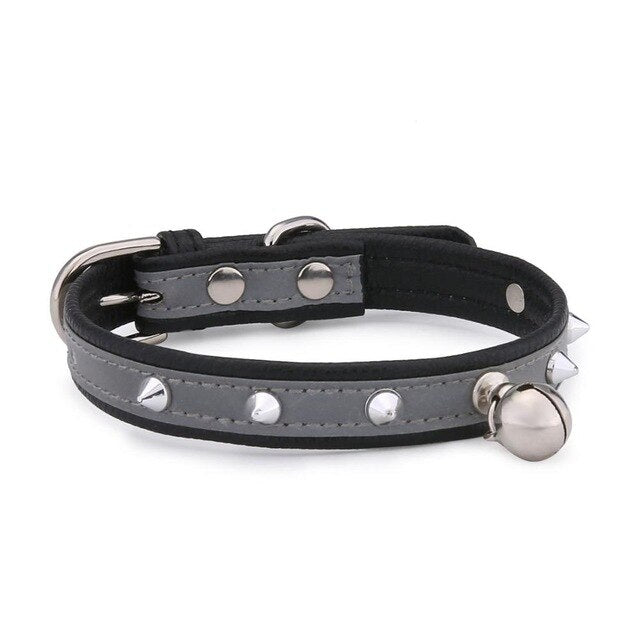 Cat accessories adjustable cat collar with bell Reflective collars safety leather chain for cats