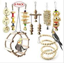 Load image into Gallery viewer, 8Pcs Bird Toys Parrot Toys, Bird Swing Chewing Hanging Perches for Love Birds Budgie Cockatiels Macaws Parakeets Conure Finches