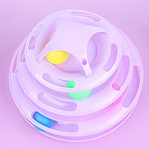 Four Levels Pet Cat Toy Tower Tracks Disc Cat Toys Ball Training Amusement Intelligence Amusement Triple Play Disc Toys