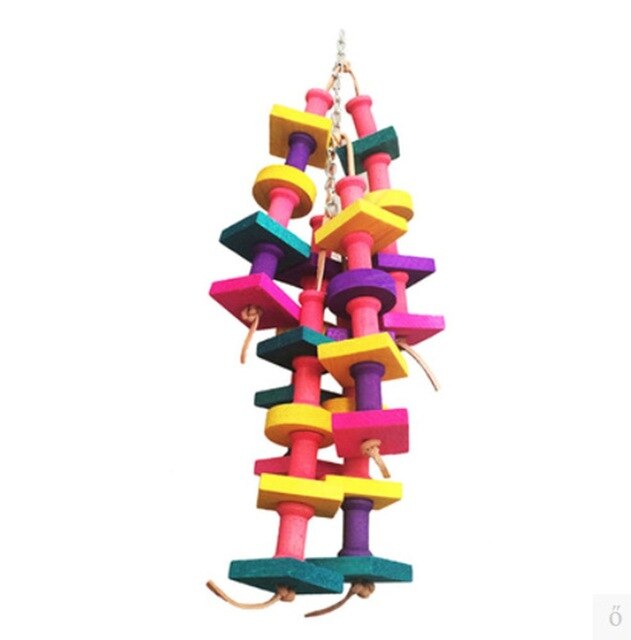 Bird Wood Chew Toy Colorful Hanging Bite  for Parrot Macaw African Grey Amazon Cockatoo Budgies Parakeet Cockatiel