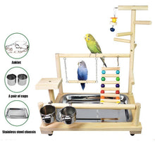 Load image into Gallery viewer, Parrots Plays stand Perch with Ladder feeder Toys Bird Wood Playground Parrots feeding cup Swing Hanging Climbing Frame pet