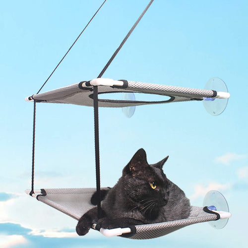 Papidog 10-20kg Two Layers Pet Hammock Cat Basking Window Mounted Seat Home Suction Cup Hanging Bed Mat