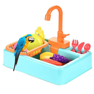 Bird Feeder Pet Pool Automatic Bird Bathing Tub with Faucet Food Container Bird Accessory for Pet Parrots
