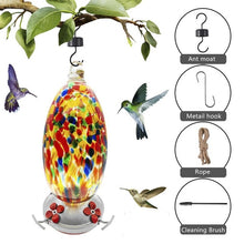 Load image into Gallery viewer, 2020 Newest Bird Feeder Hummingbird Feeder Bird Perch for Outdoors Patio Hand Blown Glass Hummingbird Feeder