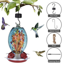 Load image into Gallery viewer, 2020 Newest Bird Feeder Hummingbird Feeder Bird Perch for Outdoors Patio Hand Blown Glass Hummingbird Feeder