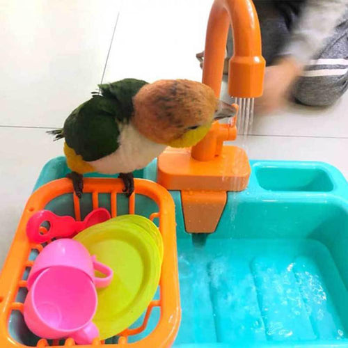 Bird Feeder Parrot Automatic Bathtub Swimming Pool Faucet Bird Cage Bathroom Toys Parrot Paddling Pool Parrot Bathtub