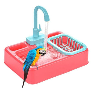 Bird Feeder Parrot Automatic Bathtub Swimming Pool Faucet Bird Cage Bathroom Toys Parrot Paddling Pool Parrot Bathtub