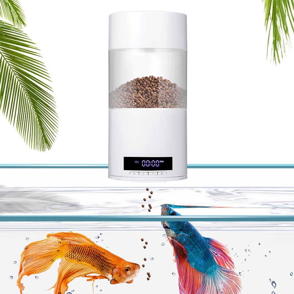 Behogar USB Battery Operated Digital Automatic Fish Food Dispenser Feeder for Fish Water Tank Home Aquarium Feeding Station